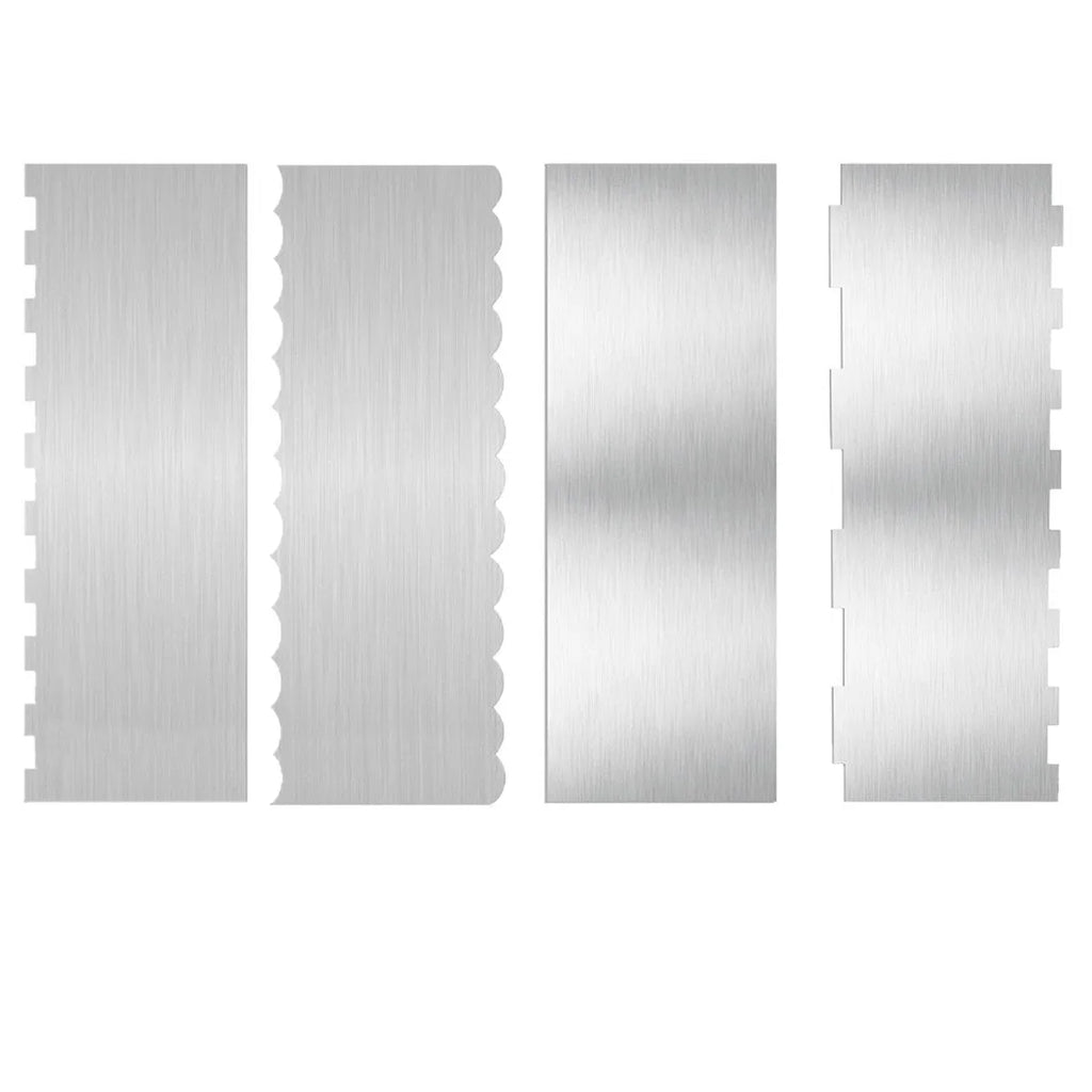 Stainless steel cream scraper cake decorating tool with six pattern styles