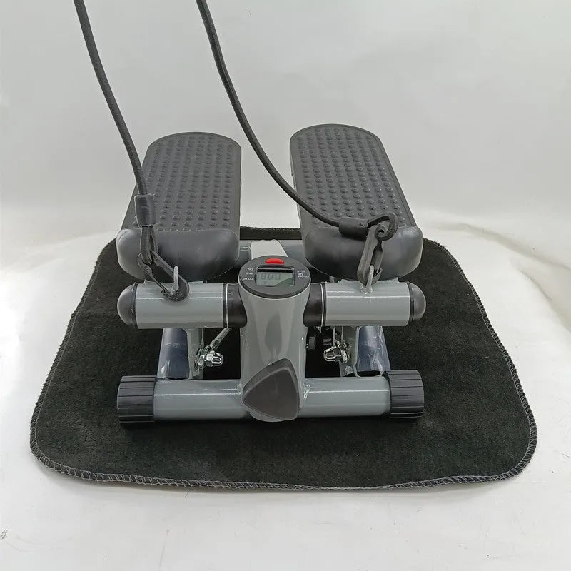 Silver grey household mini treadmill with hydraulic resistance for waist slimming exercises