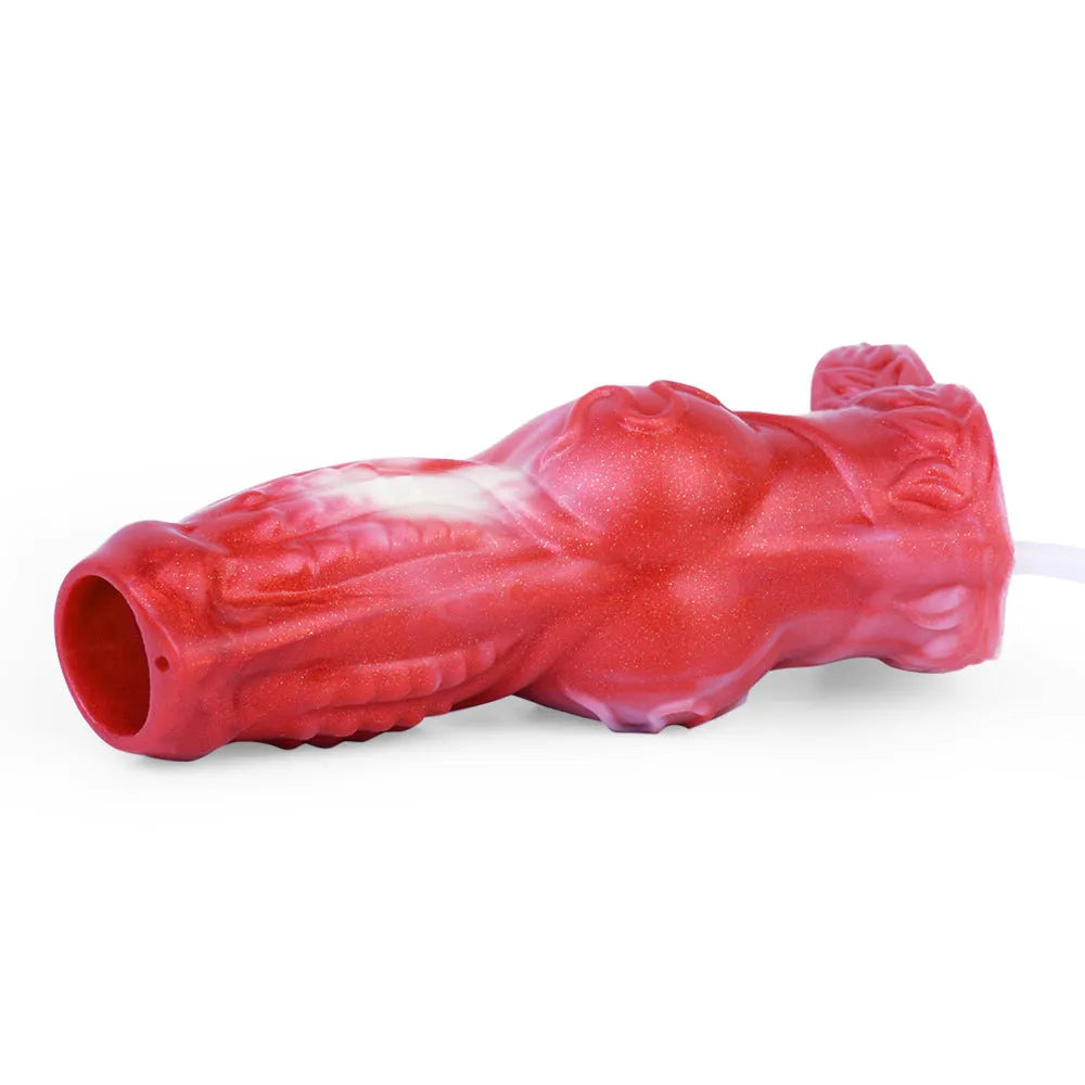 Silicone water spray condom toy with syringe airbag manual control M and L sizes