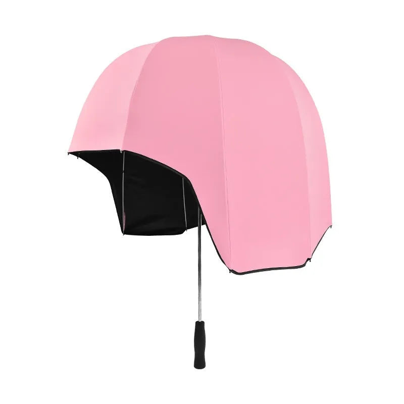 Helmet umbrella with NC fabric canopy and EVA bone, 76cm unfolded, long handle, dual-purpose sun and rain protection