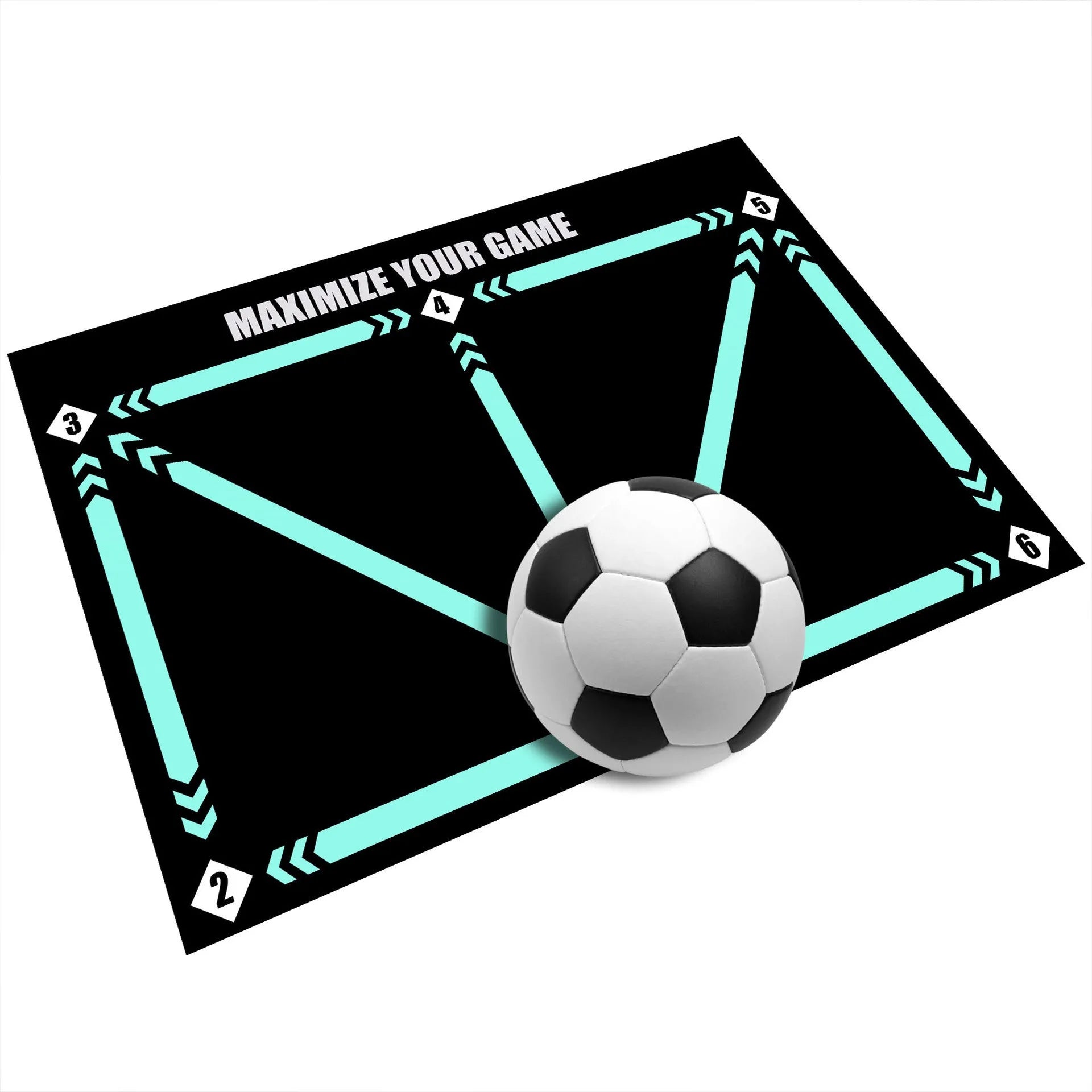 Black football training mat measuring 60x90cm on a flat surface