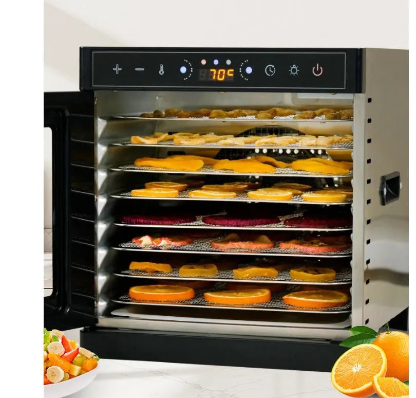 Stainless steel fruit dehydrator machine with visual skylight window and multiple drying trays