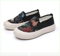 Old Beijing slip-on canvas shoes in white, round toe, shallow mouth, injection-moulded sole