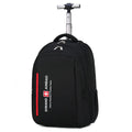 Black 18-inch nylon backpack trolley bag with letter pattern, wear resistant, for business travel