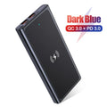 Black and blue alloy fast charging wireless power bank 10000mAh with plug