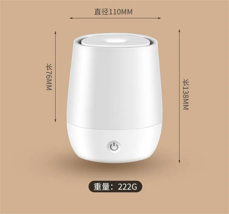White USB aroma diffuser with simulated flame effect showing compact design and Type-C port