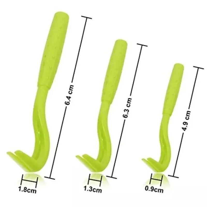 Blue and green plastic tick removal tools for pets with hook design
