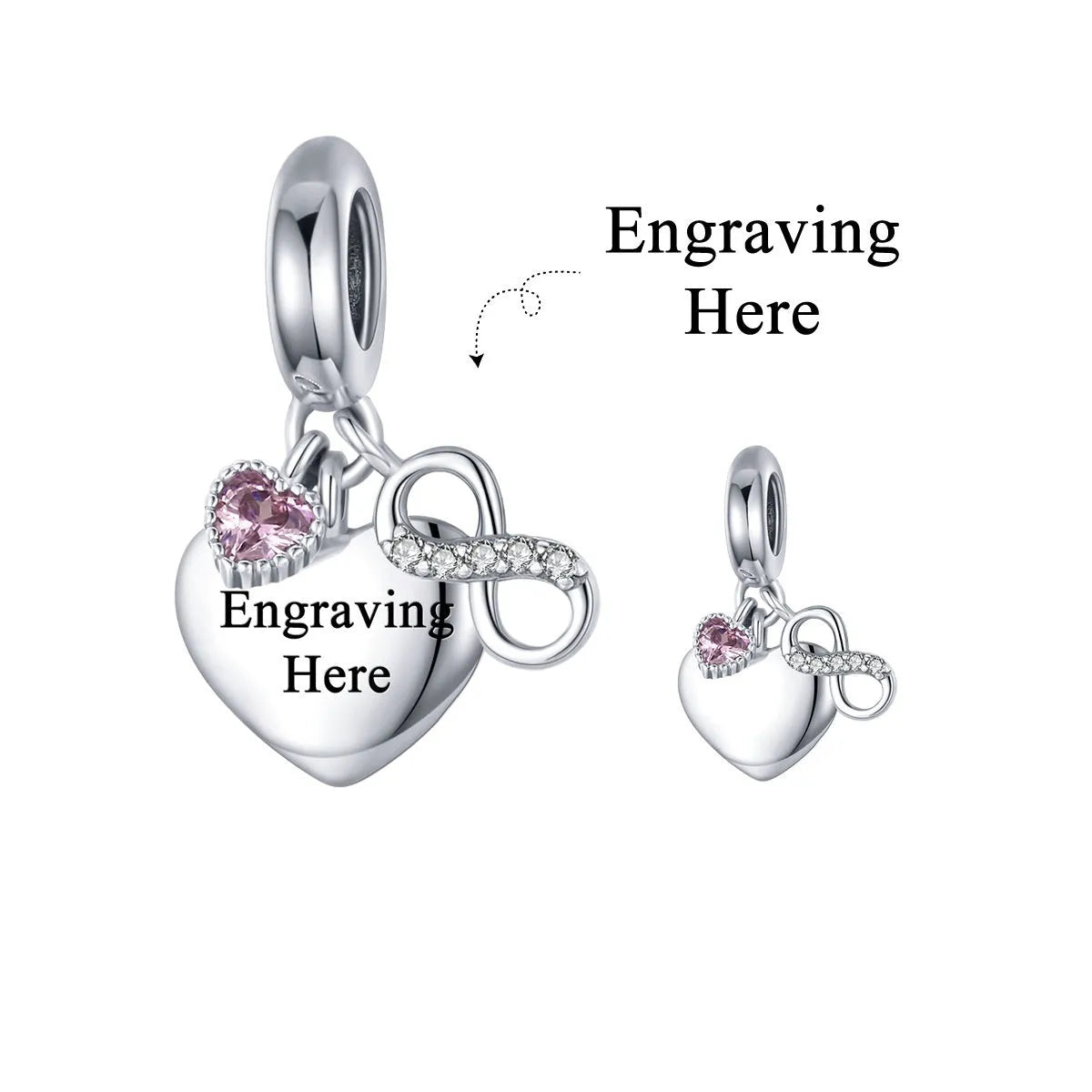 925 Silver Endless Love DIY Bracelet Pendant Engravable inlay loose bead fresh sweet charm for jewellery making gift silver colour