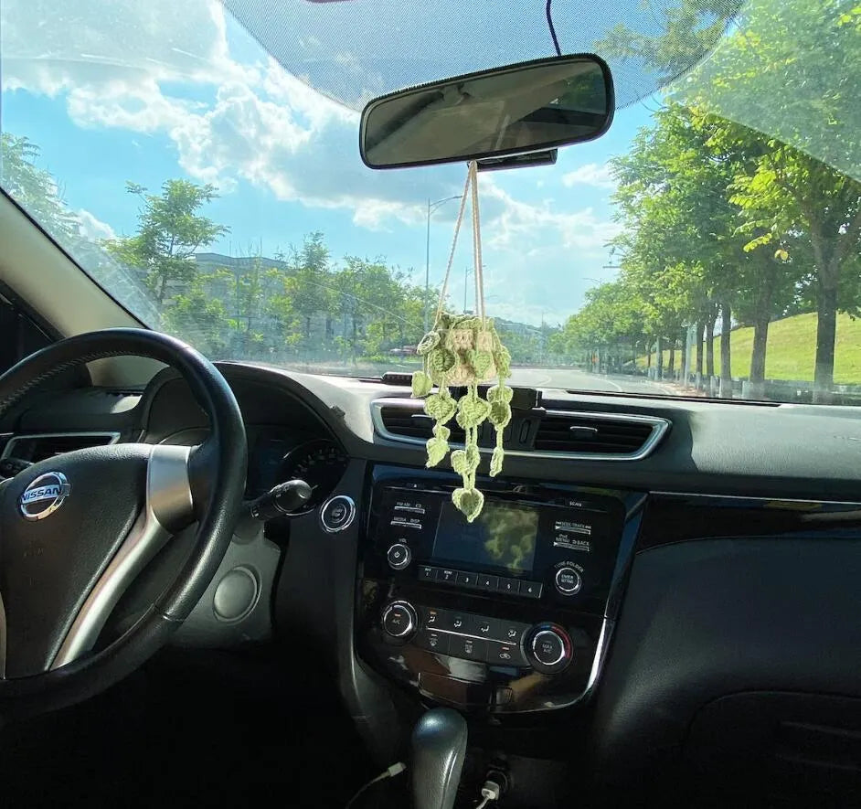 Creative car rearview mirror pendant in simple style, chemical fibre, 22cm long, available in six colours