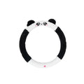 Plush steering wheel cover with embroidered animal design for 38cm diameter wheels