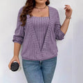Women's solid colour V-neck long sleeve false two-piece suit top in rib fabric.