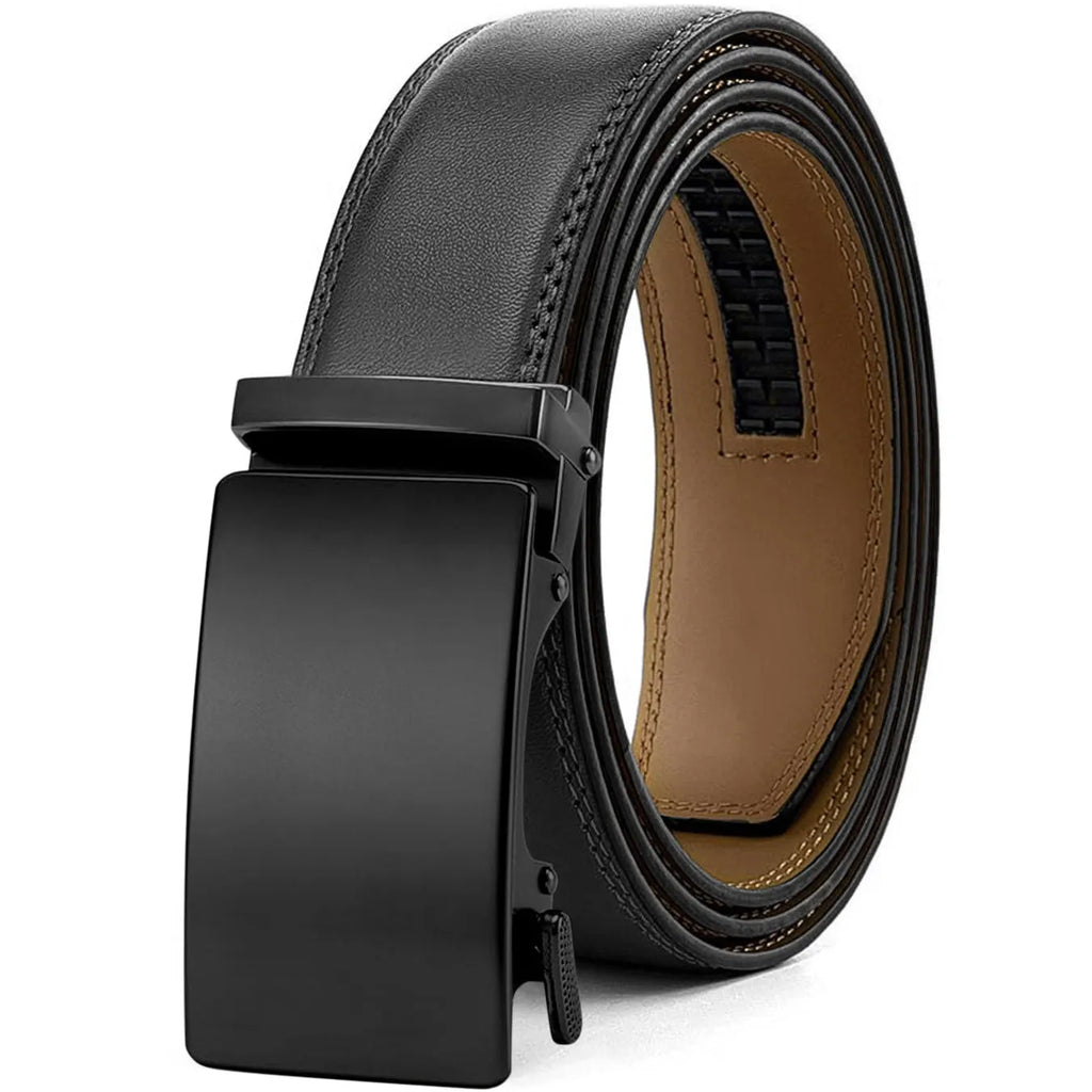 Men's PU leather automatic buckle belt with embossed finish and alloy buckle in multiple colour styles
