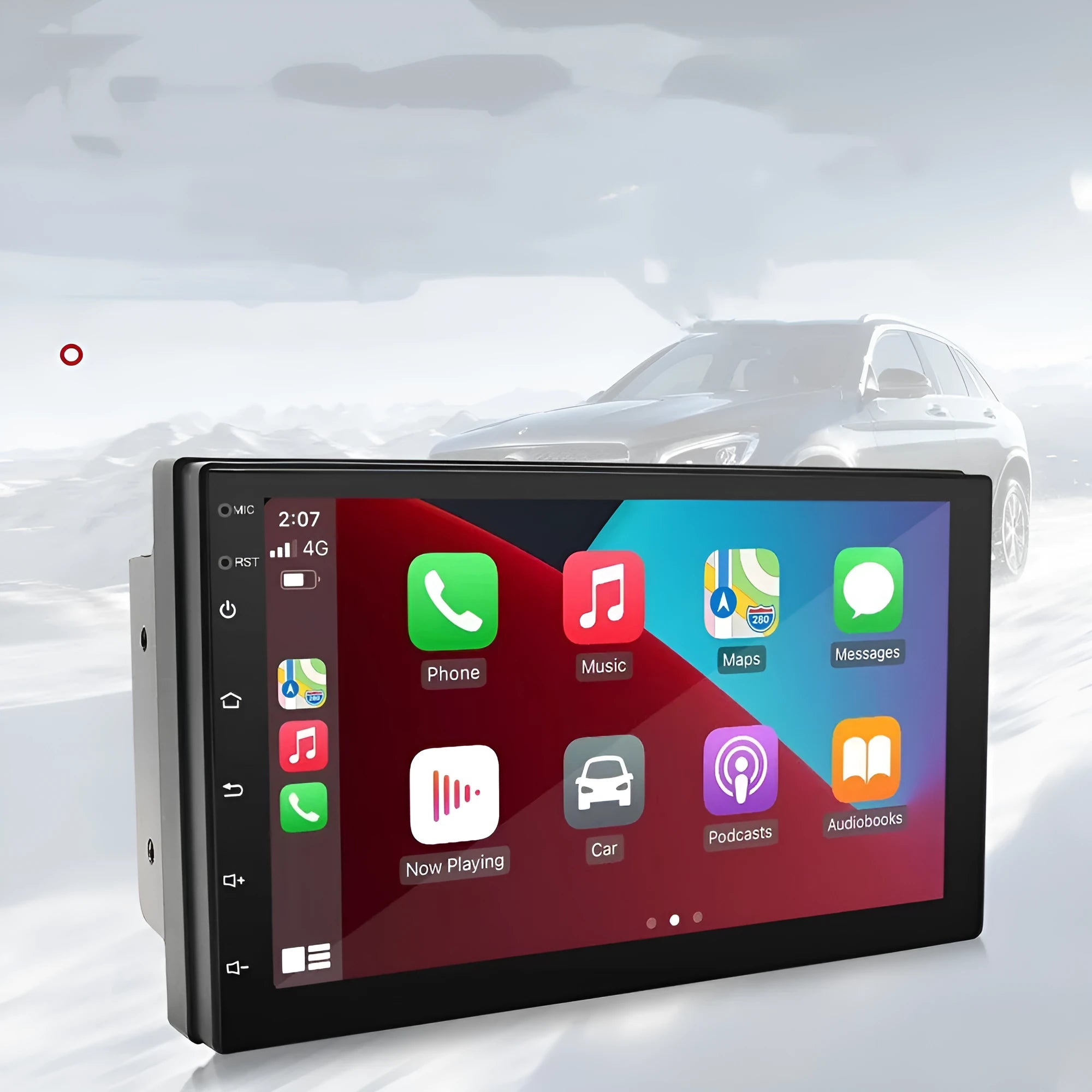 Universal black CarPlay navigation MP5 player with 7-inch screen showing GPS map display