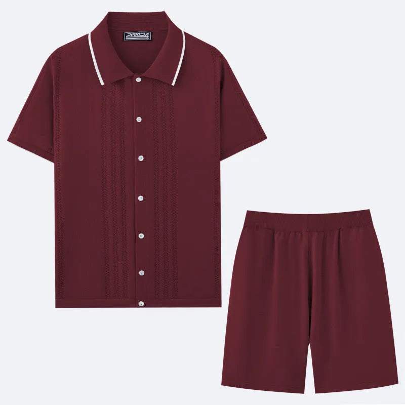 Business casual short sleeve sweater top with matching shorts in Tencel viscose fabric available in multiple colours
