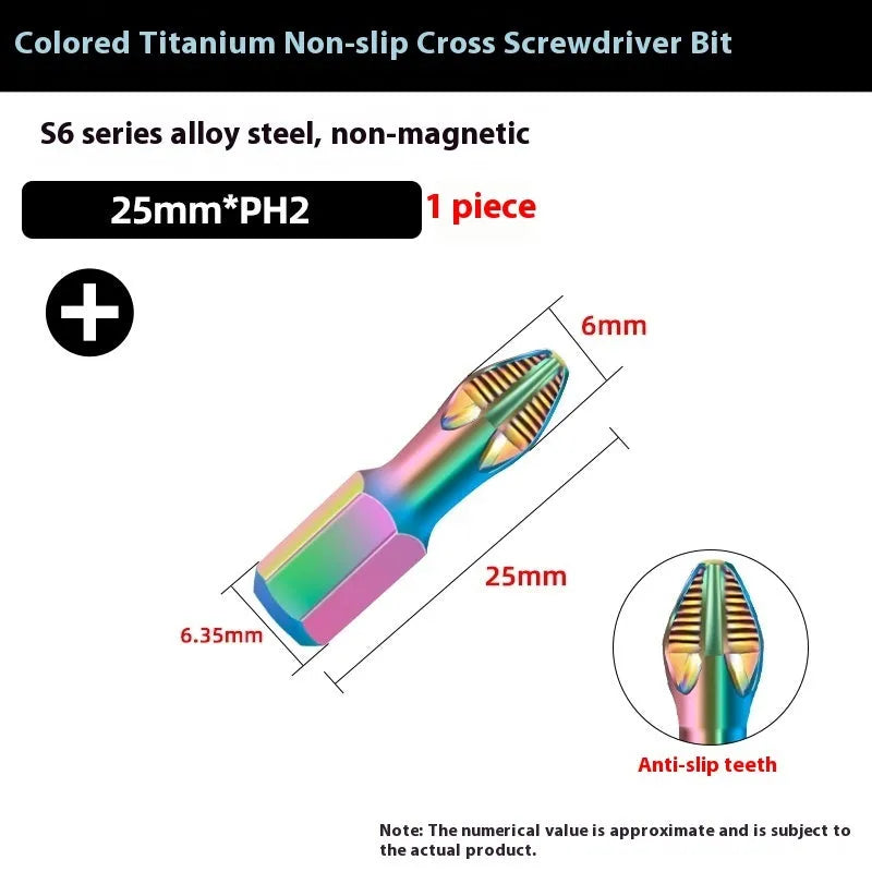 S6 colour titanium non-slip cross screwdriver head alloy steel impact rated
