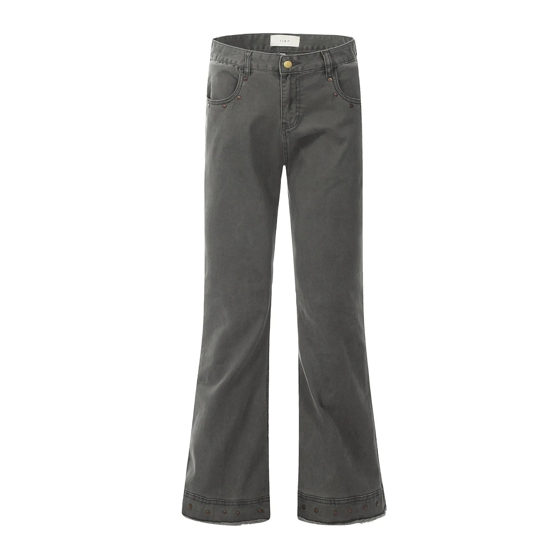 American retro skinny jeans for men and women in black cotton straight-leg trousers waist zipper fly