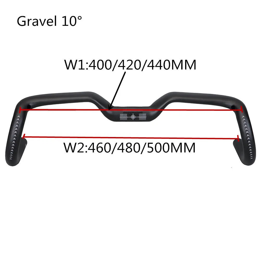 Black carbon fibre bent handlebar with large angle outer swing, 31.8mm clamp, 125mm drop, 80mm extension