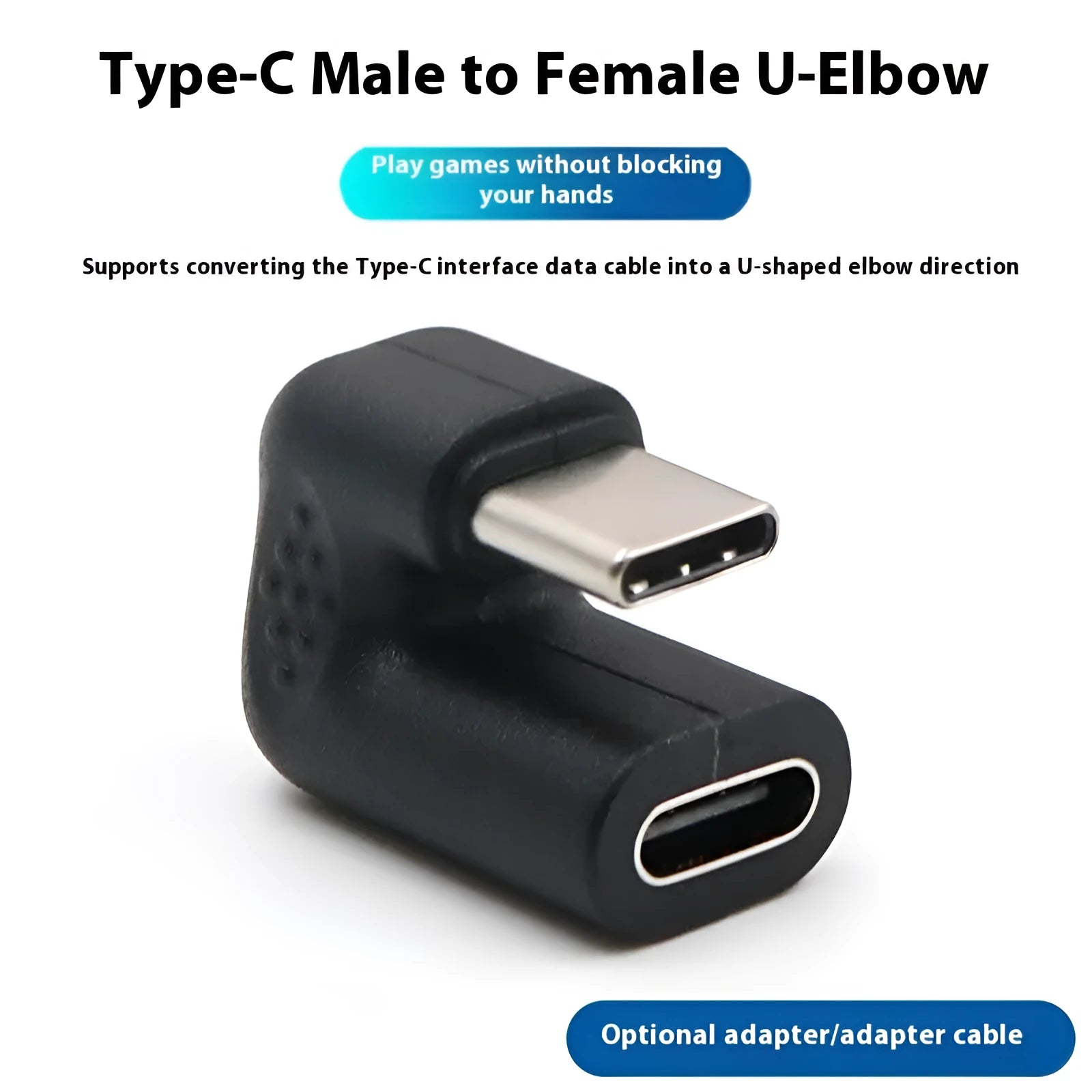 Plastic male to female adapter extension cable with U-bend design for mobile phones and tablets