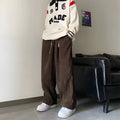 Men's straight leg cotton corduroy trousers in khaki, available in sizes M to 3XL for autumn and winter wear.