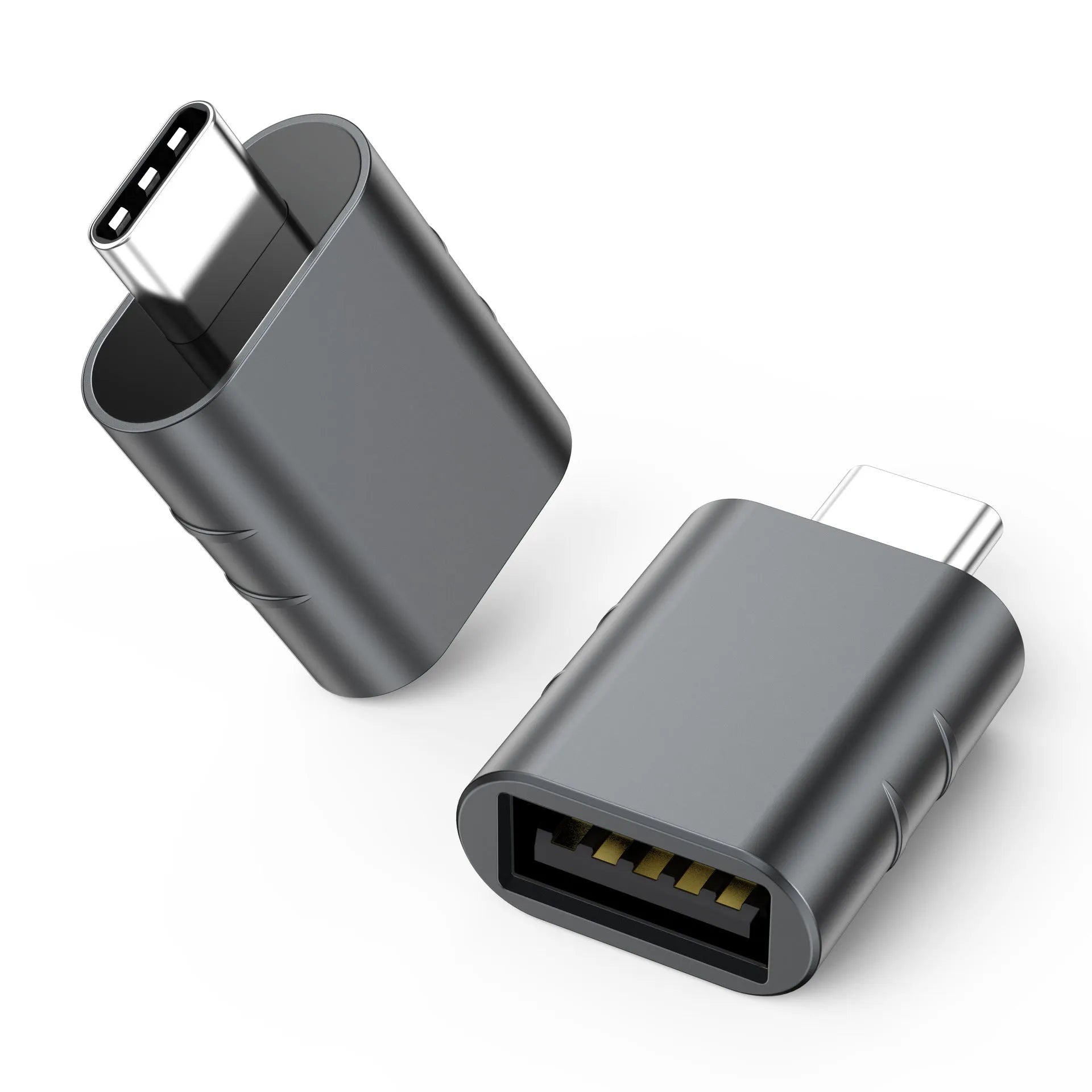 USB data charging converter with zinc alloy shell in metallic champagne gold finish