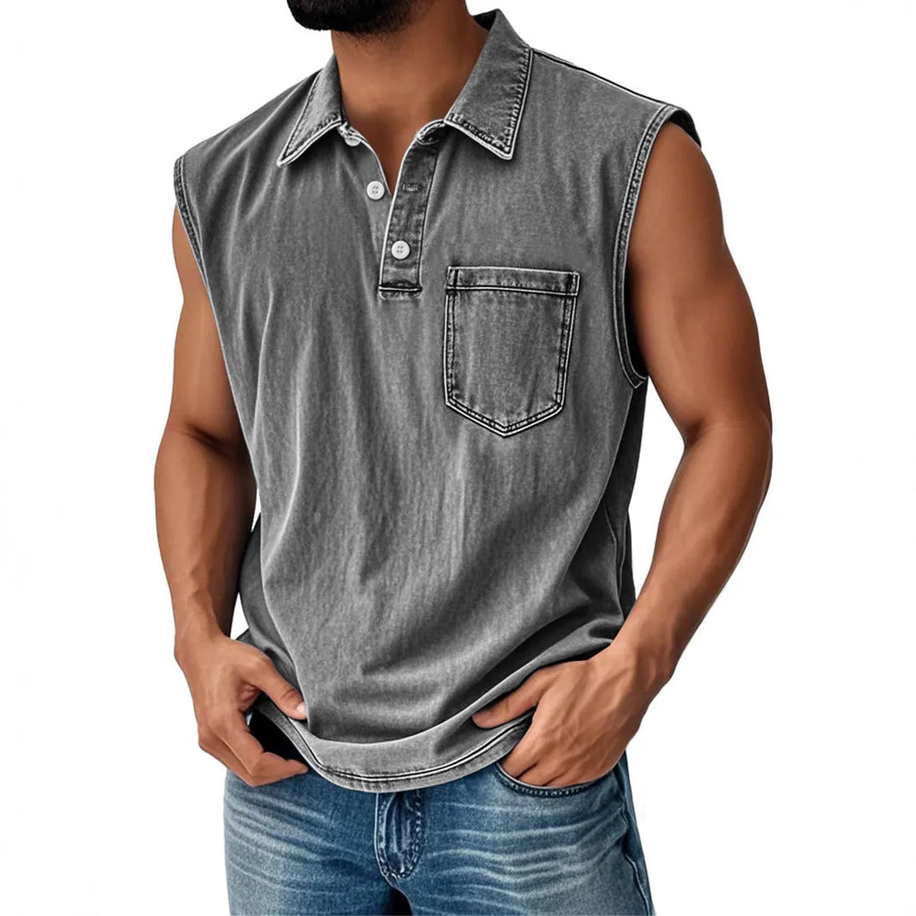 3D digital print men's loose fit button polo shirt short sleeve in polyester fibre, front view