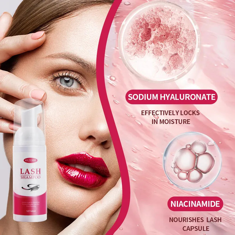 60ml lash shampoo mousse eyelash cleaning solution for extension and false lash maintenance