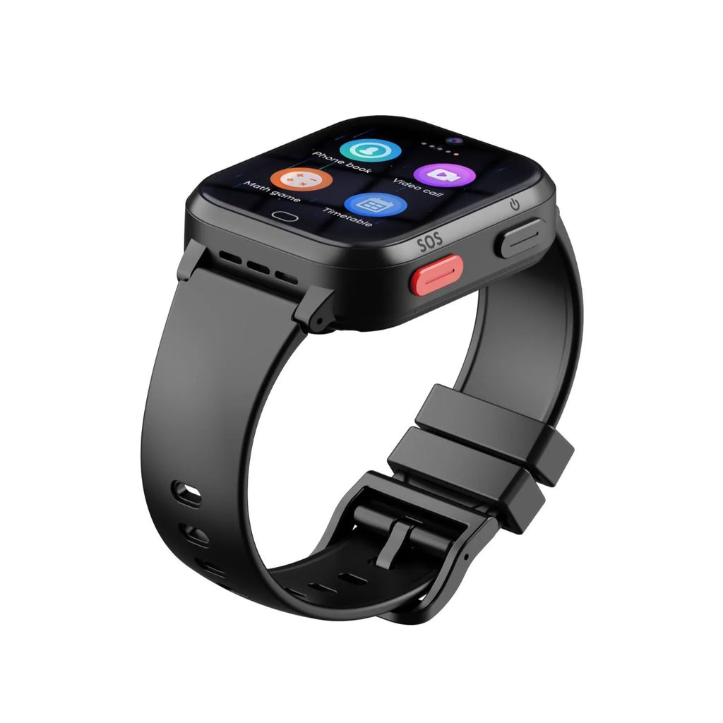 Child smart phone watch with 1.83 inch screen, 4G waterproof, in black colour, with touch button interface