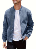 Men's black suede casual zip-up jacket with a regular fit on a model.