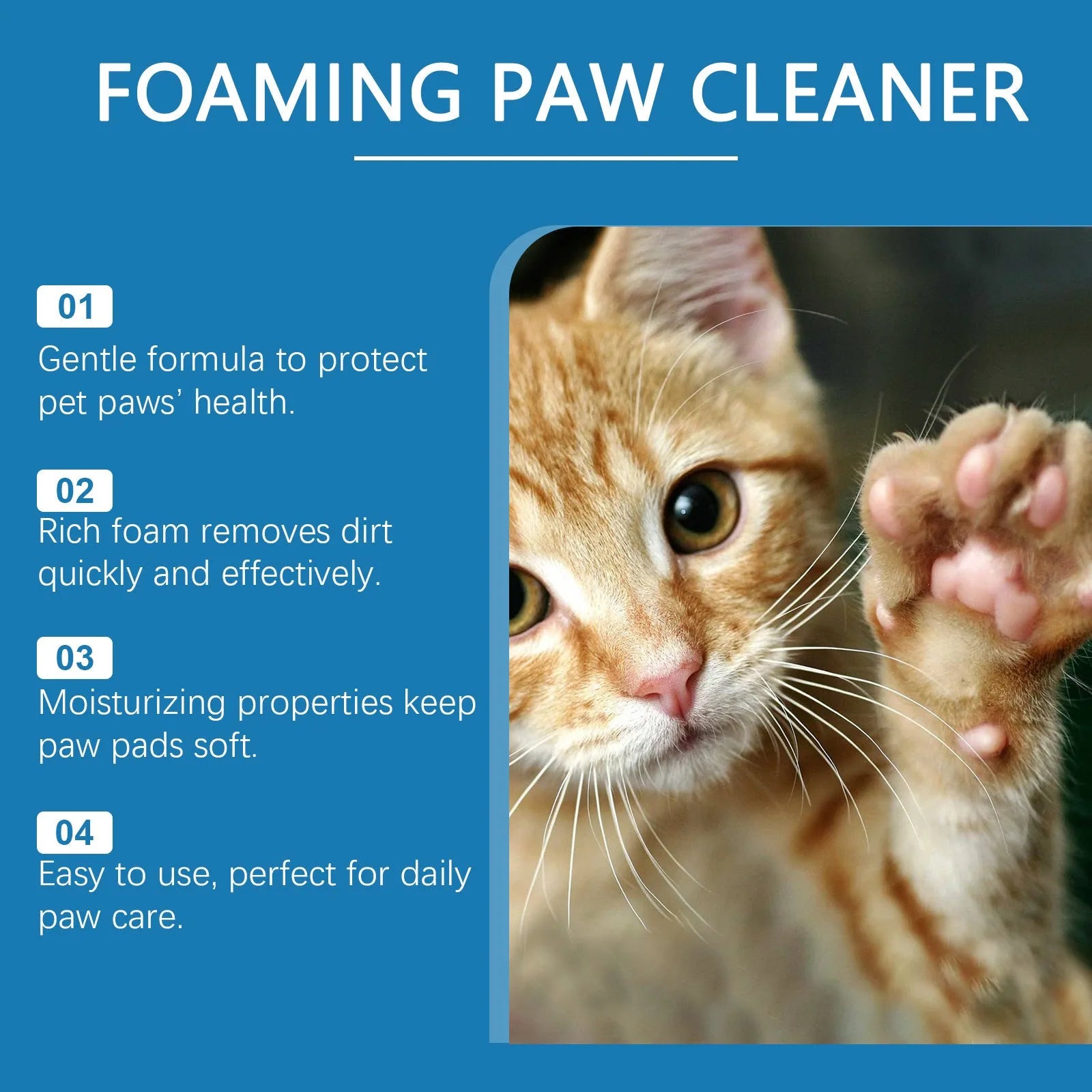 Pet Paw Cleaner Deep Care Foam 100ml bottle for dog paw cleaning