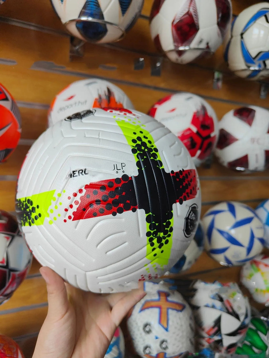 Fluorescent green size 5 PU football for club training and multi-sport activities