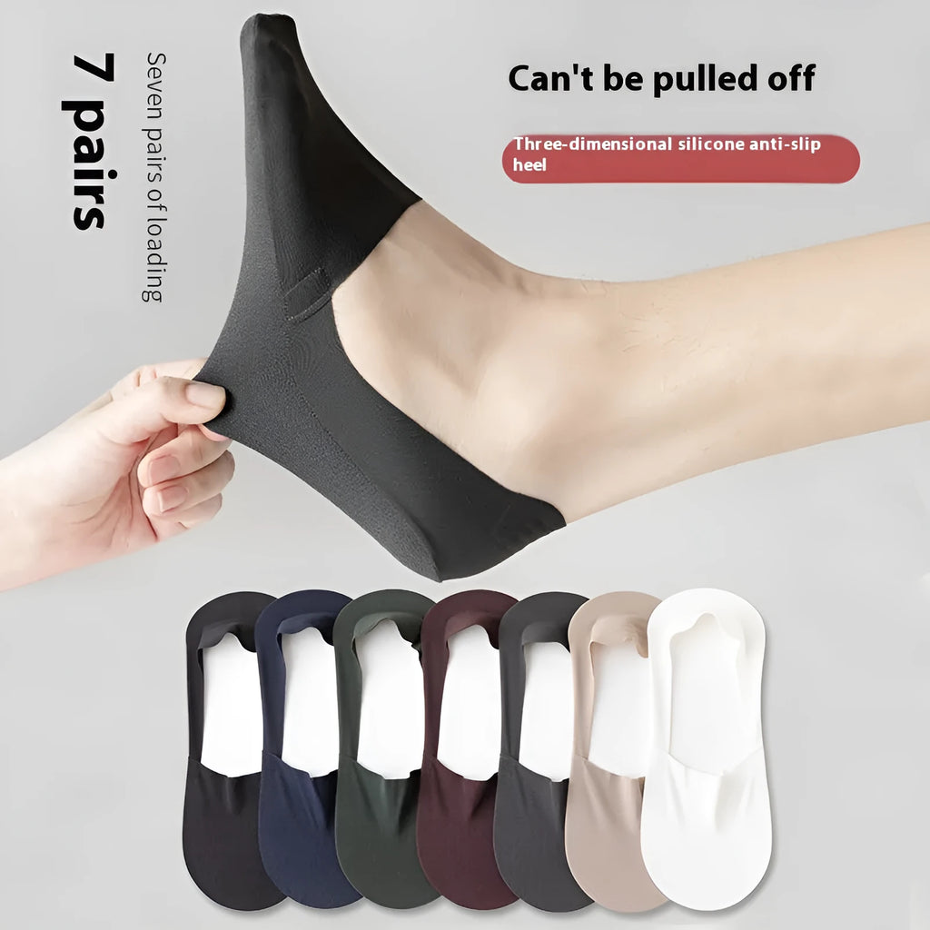 Cotton ice silk men's low cut invisible socks in black