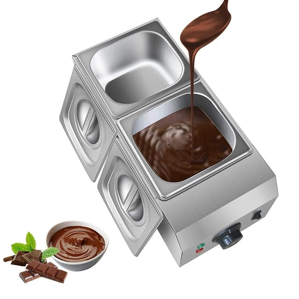 Commercial electric chocolate melting machine with double pot and digital temperature control