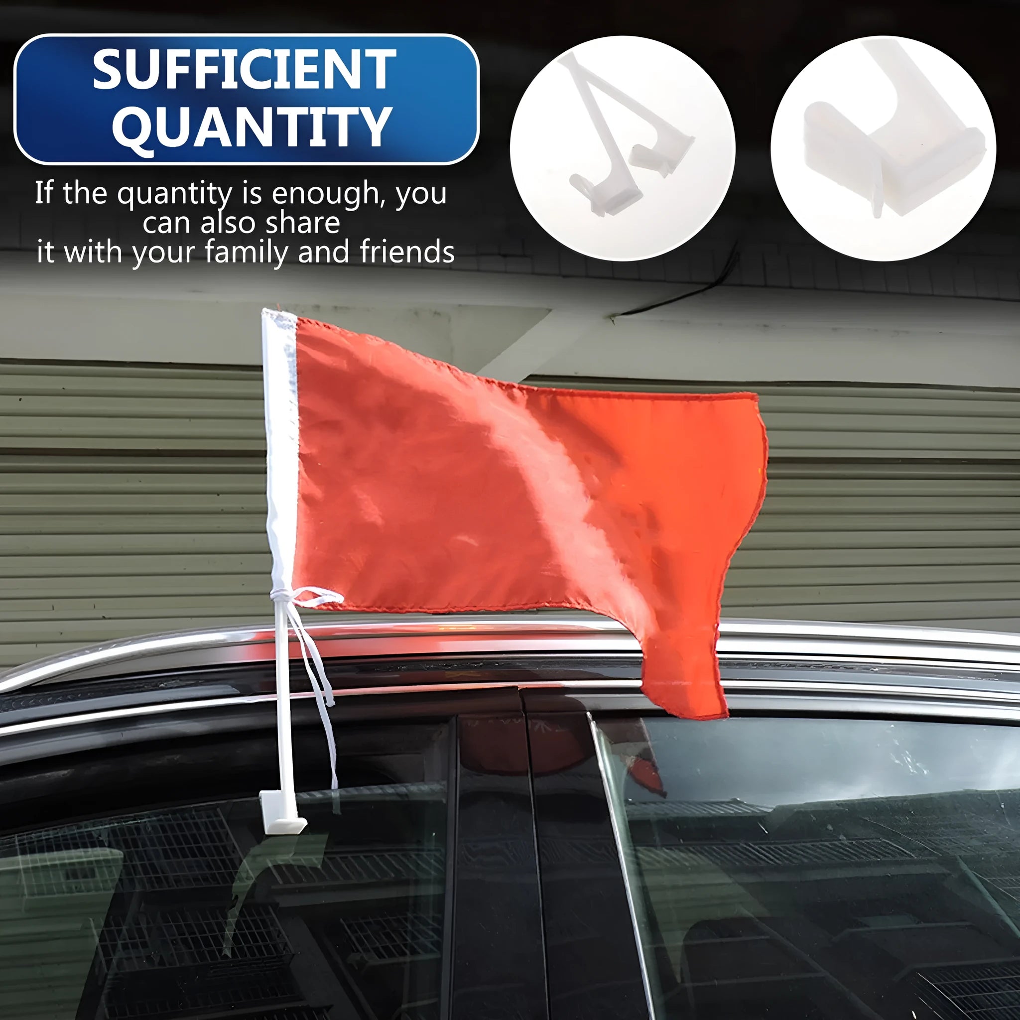 Pack of 10 white plastic car window flag pole holder mount clips.