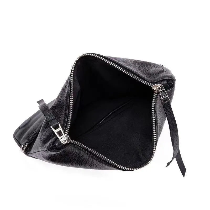 Fashion chain folding clutch women's shoulder messenger bag in black classic PU leather shell shape design