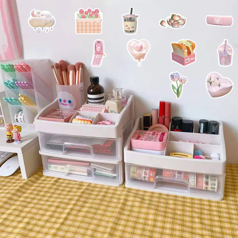 63 piece decorative sticker pack showing pink heart patterns with realistic 3D printing effects
