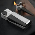 Pipe lighter 2-in-1 foldable metal butane lighter with square cover, zinc alloy and ABS construction