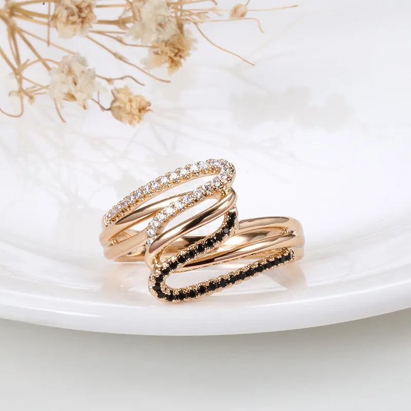 Women's copper electroplated ring with micro-inlaid zircon in colour WK2230