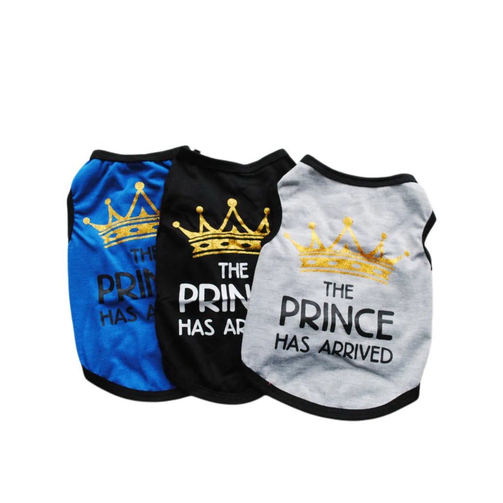 A casual-style cotton dog vest for puppies, shown in a choice of colours including blue, grey, pink, and black.
