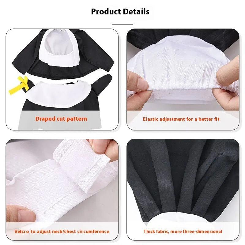 Black polyester nun costume for cats and dogs, free size, Halloween pet dress-up
