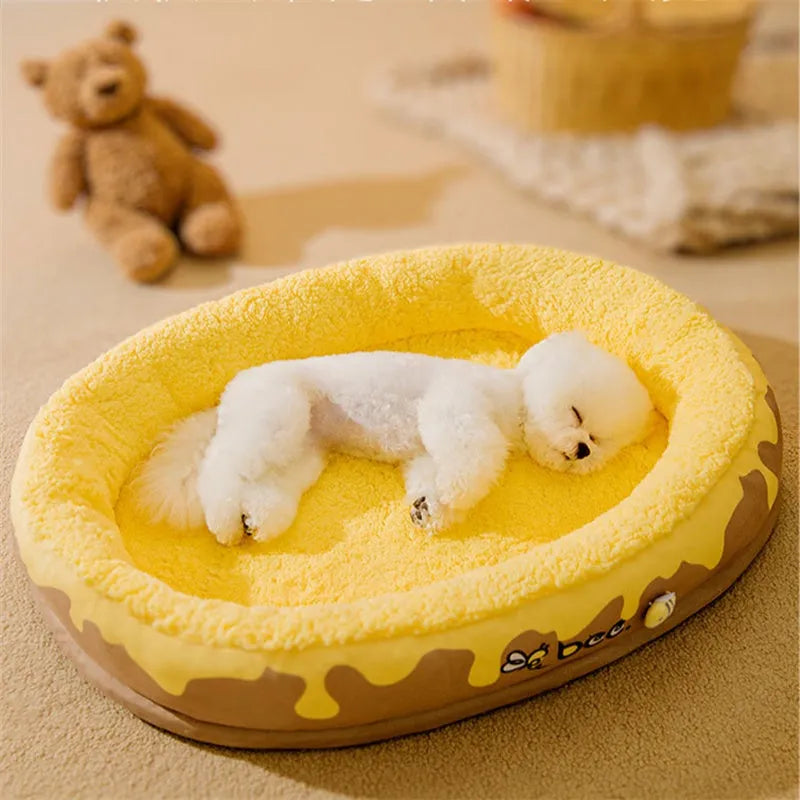 Warm gray pet bed with detachable double lining for small medium dogs cats