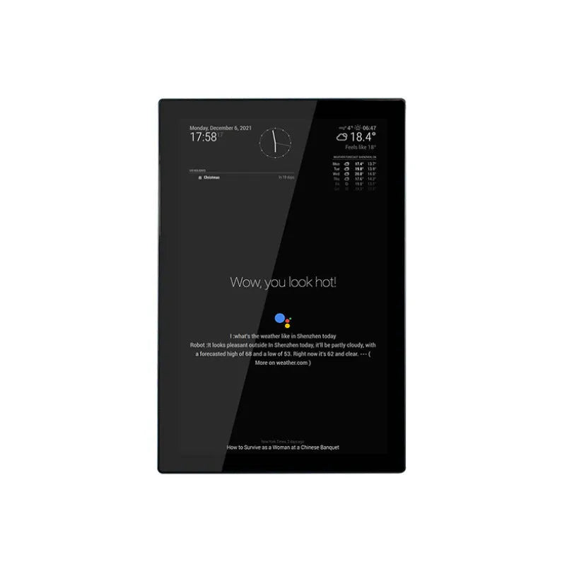 13.3-inch smart mirror display with touch screen for Raspberry Pi CM4 voice assistant integration