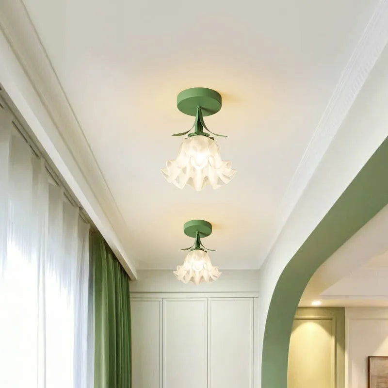 Cream coloured corridor aisle light with Linglan flower design and modern minimalist style