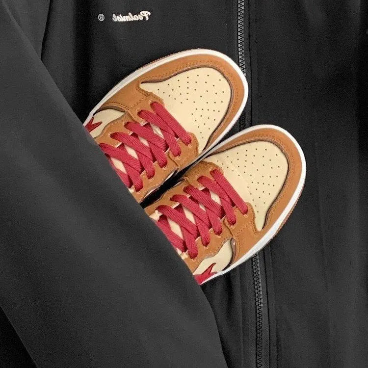 Brown PU low-top platform sneakers with sequins, round toe, and rubber sole for women