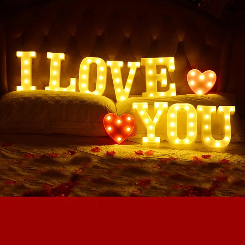 LED letter lights 22cm plastic alphabet in picture colour for birthday party and proposal decor