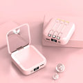 Beauty mirror power bank with cable in cherry blossom pink, compact size 84x78x33mm