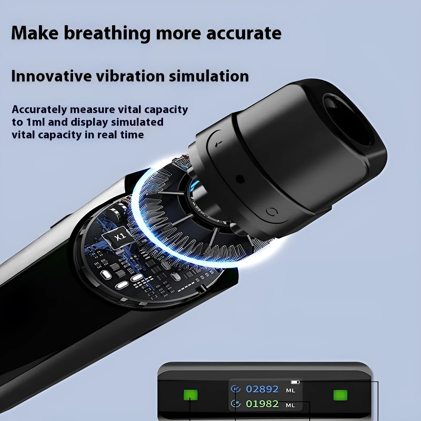 Black vital capacity exerciser intelligent breathing trainer made from medical PP material
