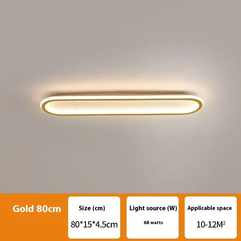Minimalist strip ceiling lamp with aluminium body and PVC shade in black white gold colours