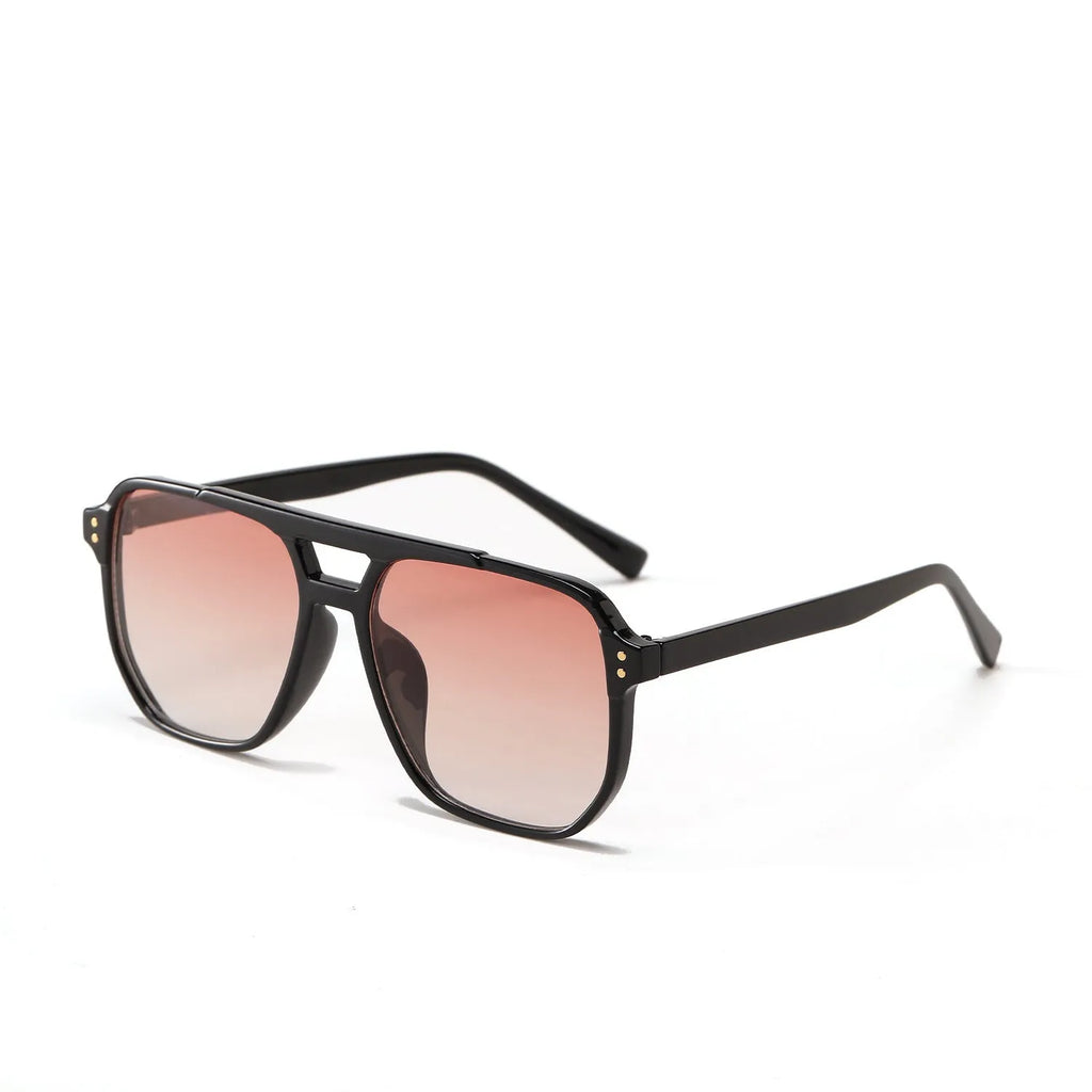 Women's square double beam fashion sunglasses with UV400 protection in various colour options