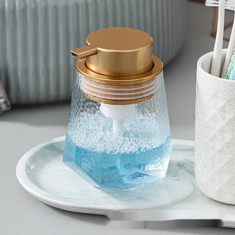 ABS plastic facial cleanser foam pump with hand-push mechanism in metallic finish