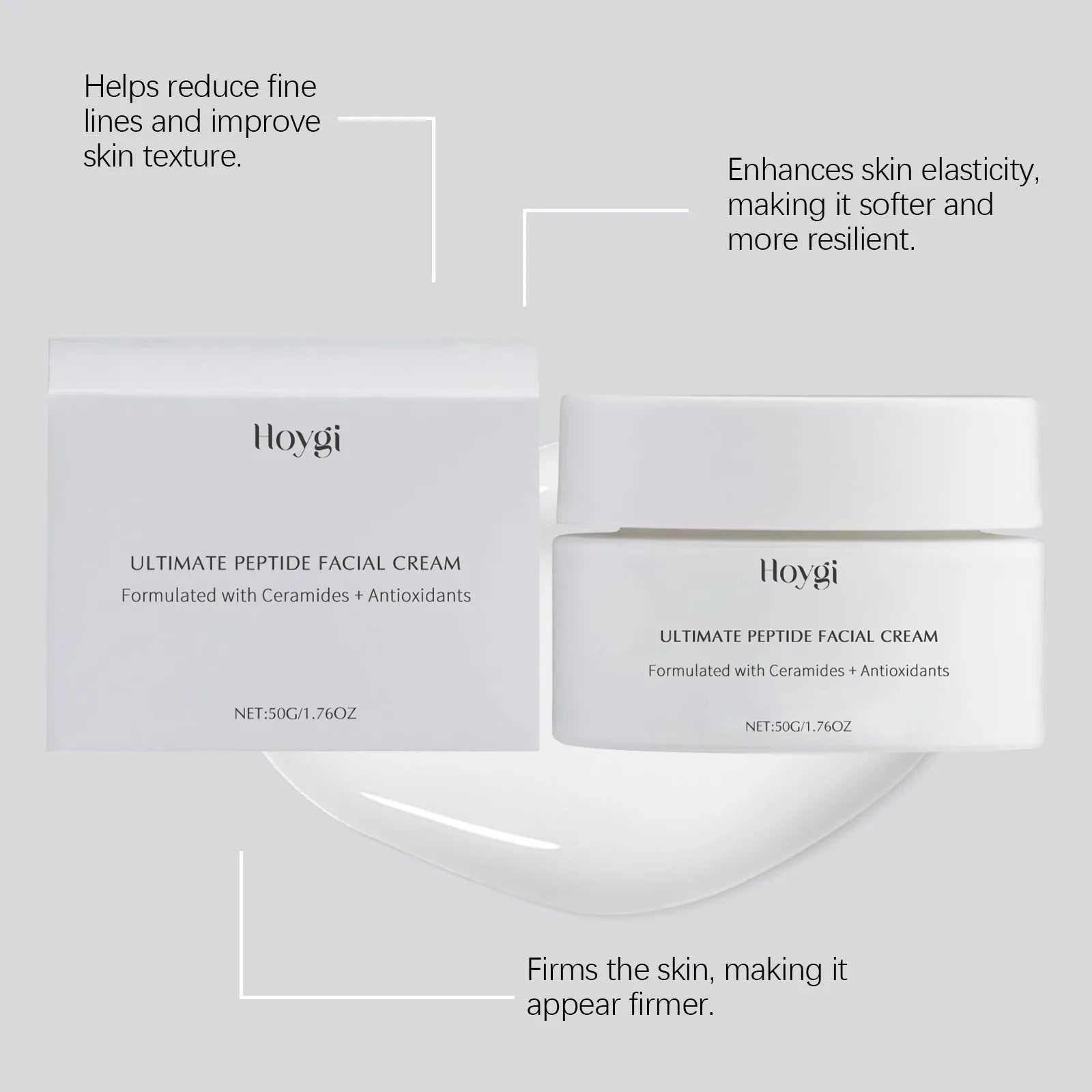 Deep Nourishing Moisturizing Facial Cream 50g jar with ceramide NP and peptide complex on a clean surface